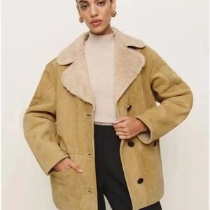 Reformation Veda Luca Suede Shearling Coat